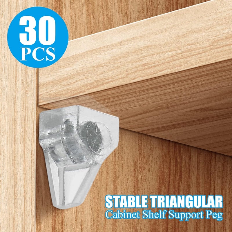 Suiwotin 30pcs 1/8 Inch (3mm) Shelf Support Peg, Clear Plastic Cabinet Shelf Pins, Shelf Supports Pins for Closet, Kitchen, Furniture Shelves Holder Pegs - Image 3
